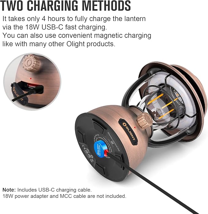 OLIGHT Olantern Classic 2 Pro Camping Lantern, 300 Lumens LED Rechargeable Lamp Flashlight with Dual Light Sources for Hurricane, Emergency, Hiking, Power Outages, Home Decor (Vintage Copper)