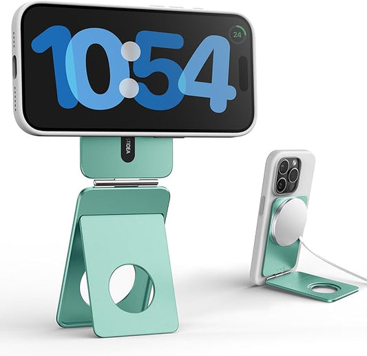Phone Tripod Stand, Aluminum Alloy Mini Tripod Compatible with Magsafe iPhone 17/16/15/14/13/12 Series, Foldable Strong Magnetic Phone Stand, Mult-Angle Adjustment Selfie Stick