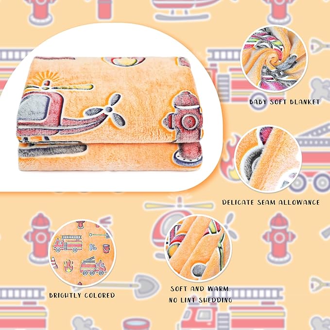 Fire Truck Blanket Glow in The Dark Blanket for Toddler Boys Gifts Toys for 3 4 5 6 7 8 9 10 Year Old Construction Blankets Firetruck Birthday Gifts for Kids