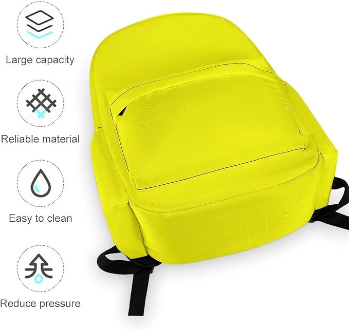 Yellow Backpack Adult Travel Daybag for Women Men College Backpack for Vacation Hiking Camping Bag