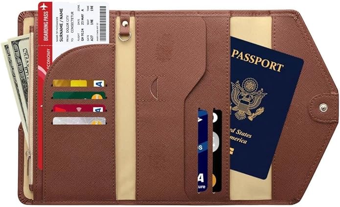 Vintage Style Genuine Leather Unisex RFID Blocking Passport Holder Travel Organizer