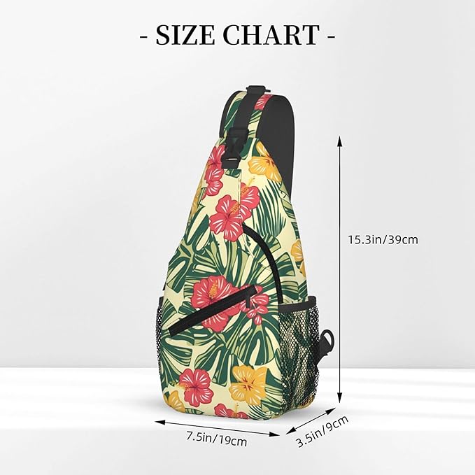 Hawaii Tropical Palm Sling Backpack Crossbody Bag Casual Chest Bags Travel Hiking Daypack Shoulder Bag for Women Men