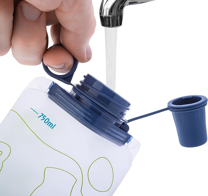 Mazama Aquabend, Collapsible Soft Water Bottle Leakproof Bite Valve Reusable BPA-Free Ultralight Travel Water Bottle Flask for Running, Gym, Camping, Hiking, Travel, Sports. (750ml)