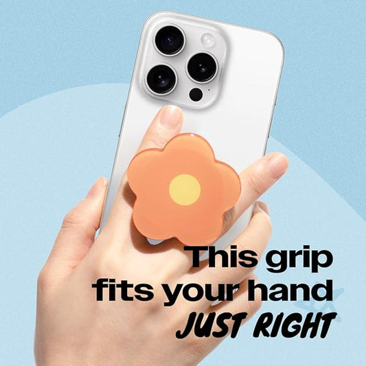 OnTheGrip Cute Solid Color Daisy Flower Design Collapsible Mobile Phone Grip Stand Holder for Smartphone Tablet Cell Phone Accessory (Coral)