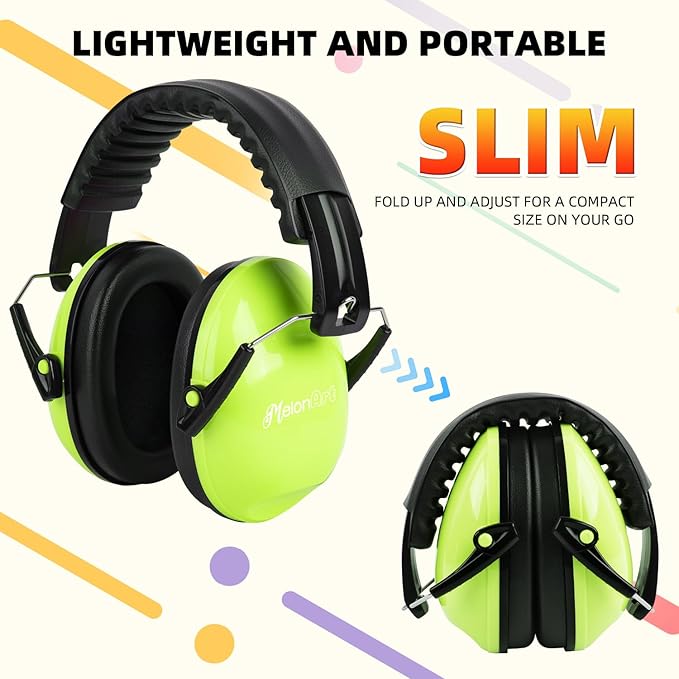MelonArt Kids Ear Protection Earmuffs Safety Hearing Protection Headphones Noise Reduction for Autism Sensory Kids Chirldren (Green & Pink)