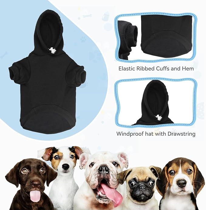 Dog Hoodie Dog Sweaters for Large Dogs,Pet Sweater Soft Solid Brushed Fleece Pet Clothes Pet Hoodie Sweatshirt with Pocket(Black-L)