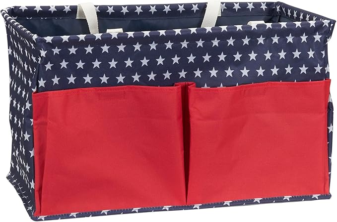 Household Essentials Red, White, and Blue Krush Container All-Purpose Utility Tote with Pockets