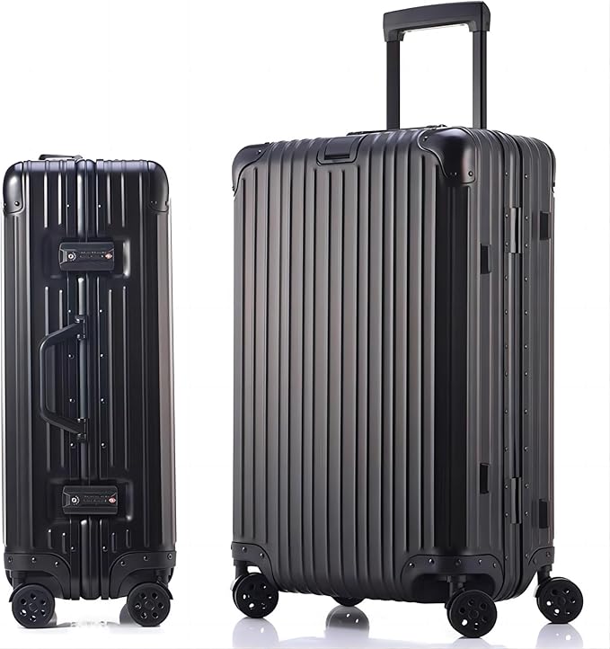 HotWay 20 Inch All Aluminum Carry On Luggage with Wheels, Hard Shell Zipperless Suitcase with TSA Locks, Black Travel Luggage (22x14x9 Airline Approved)