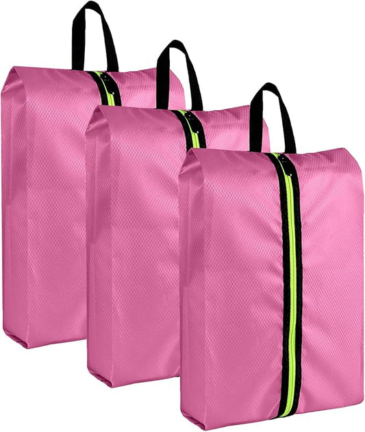 Shoe Bags for Travel - Set of 3 Pack Large Capacity Oxford Fabric Shoe Bags, Multi-Functional Dust-Proof and Waterproof Men & Women Travel Shoe Bag (Pink)