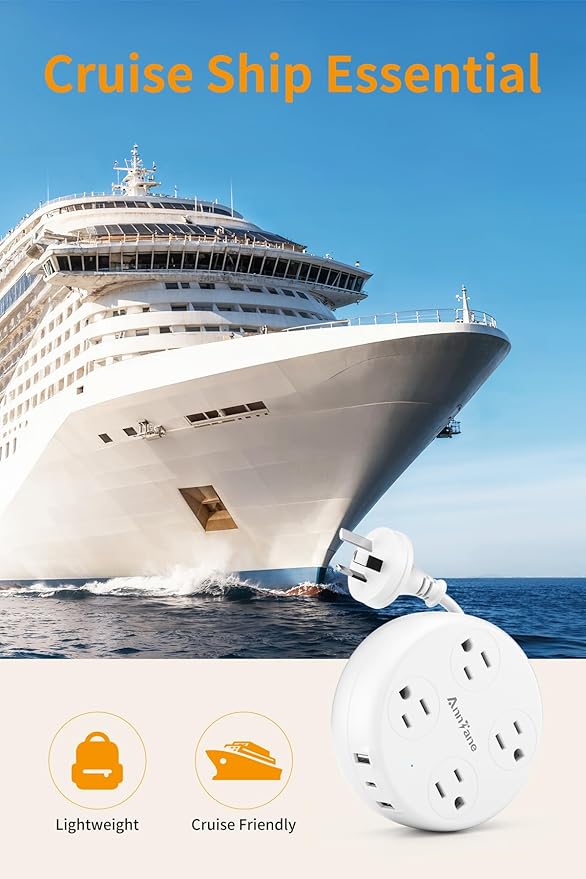 Australia Travel Adapter with USB C, US to Australia Plug Adapter with 4 Outlets 3 USB Ports, Type I Outlet Adapter for US to New Zealand, China, Argentina,Fiji, AU (White)