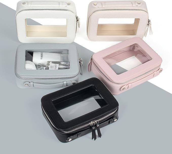 EcoVision Clear Makeup Bag, Travel Cosmetic Accessory Bag, Toiletry Organizer Bags for Women, Portable Waterproof Zipper Cosmetic Bag with Transparent Window