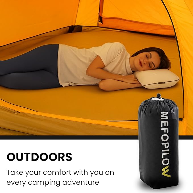 Memory Foam Travel Pillow with Washable Cover & Carry Bag – Compact, Soft & Breathable Neck Pillow for Airplane, Camping & Car (White- Without Spare Cover, 15.7x9.8x3.9 inches)