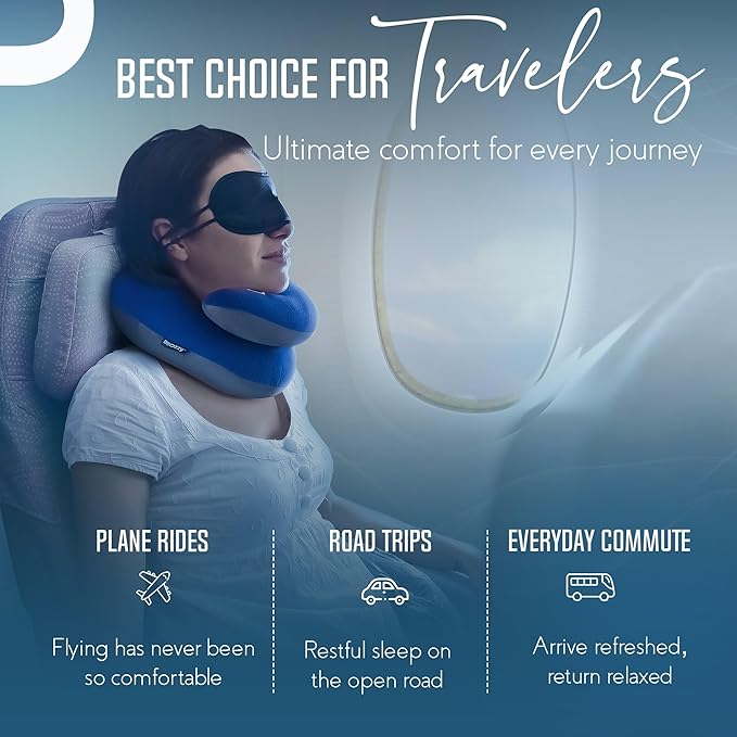BCOZZY Neck Pillow for Travel Provides Double Support to The Head, Neck, and Chin in Any Sleeping Position on Flights, Car, and at Home, Comfortable Airplane Travel Pillow, Leopard