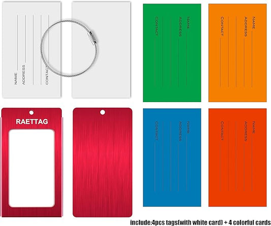 Luggage Tags Metal Suitcase Tags Travel Bag ID Identifier Luggage Tag (Red 4Pack)
