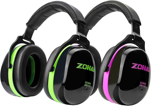ZOHAN 012 Noise Reduction Earmuffs 2 Packs for Hearing Protection, NRR 28dB Adjustable Safety Ear Muffs for Mowing, Autism