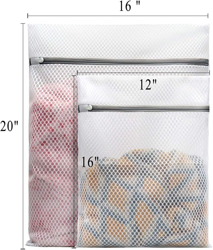Muchfun 5Pcs Durable Honeycomb Mesh Laundry Bags for Delicates (2Large, 3Medium)
