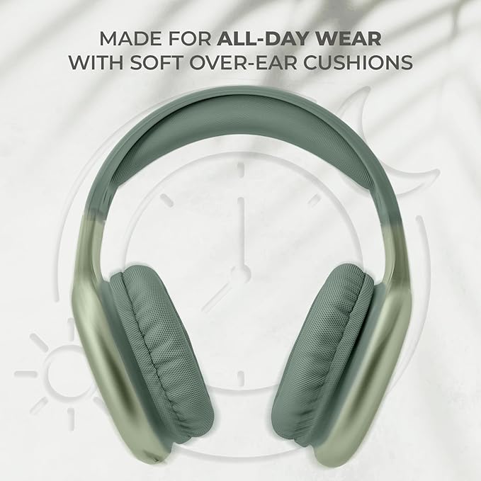 iJoy Ultra Wireless Over-Ear Bluetooth Headphones with Mic, Up to 10 Hours Playtime, Bluetooth Headset 33Ft Range with Backup AUX Cable & SD Slot, Wireless Headphones for Gaming, Work & Gym (Green)