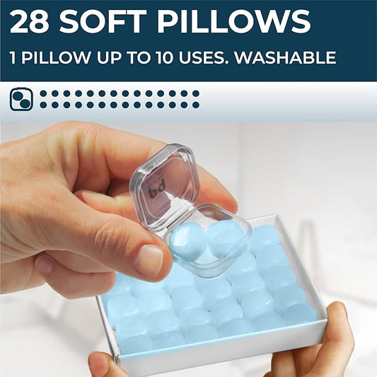 Peace&Quiet PQ Wax Ear Plugs for Sleeping - 28 Silicone Wax Earplugs for Sleeping and Swimming, Gel Ear Plugs for Noise Cancelling, Sleeping Earplugs, Sound Blocking Level of 32 Db, Color: Blue