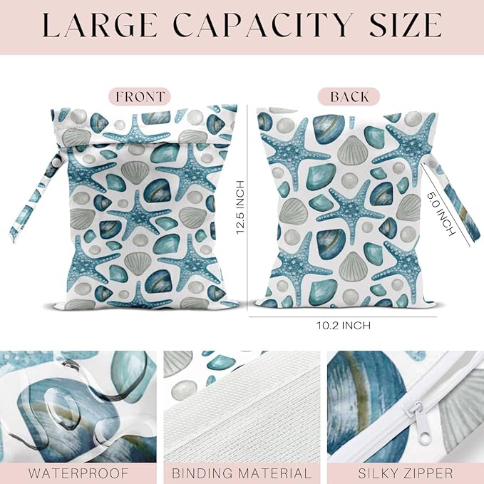 3 Pcs Wet Bag, Wet Dry Bag, Waterproof Bag, Small Laundry Bag, Wet Bag for Pool, Beach, Swimsuit, Makeup Bag, Diapers,Cruise Ship Essentials,Beach Accessories Travel for Women