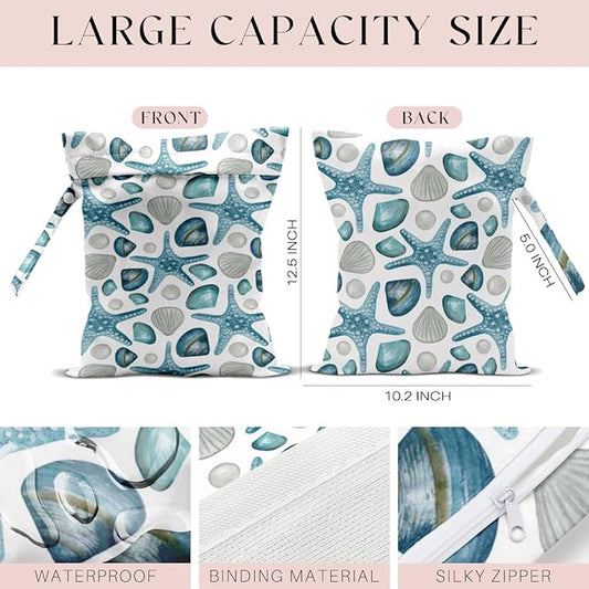 3 Pcs Wet Bag, Wet Dry Bag, Waterproof Bag, Small Laundry Bag, Wet Bag for Pool, Beach, Swimsuit, Makeup Bag, Diapers,Cruise Ship Essentials,Beach Accessories Travel for Women