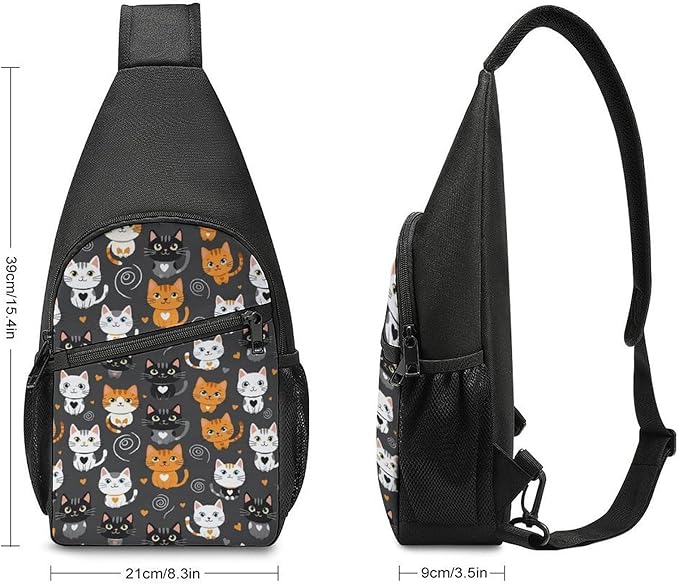 SWEET TANG Sling Bag for Men Women, Comfortable Crossbody Backpack, Cats Lovers, Anti Theft Sling Shoulder Chest Bag Daypack, Fashion Travel Gym Sack Rucksack