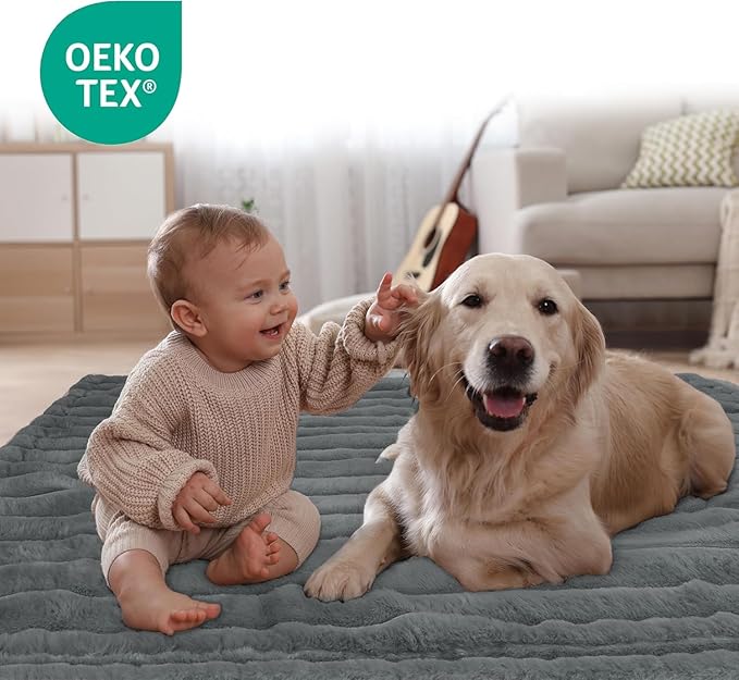 Waterproof Dog Blanket, Luxury Plush Washable Medium Dogs Blankets for Dog Bed, Super Soft Calming Pet Blanket for Indoors (Grey, 30"x40")