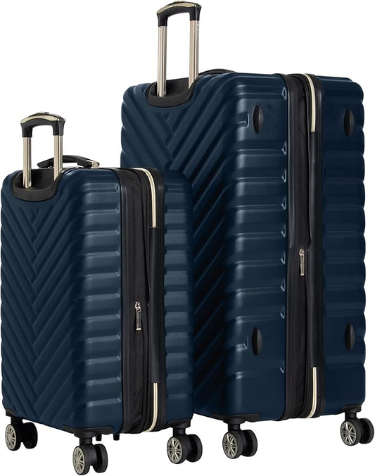 Kenneth Cole REACTION Madison Square Lightweight Hardside Chevron Expandable Spinner Luggage, Navy, 2-Piece Set (20" & 28")