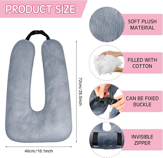 Barydat 2 Pcs Car Travel Pillow for The Back Seat 28 x 18 in Sleeping Reading Pillows for Long Distance Travel Car Cushion for Kids Adults Head and Body Support U Shaped Pad for Travel(Gray, Pink)