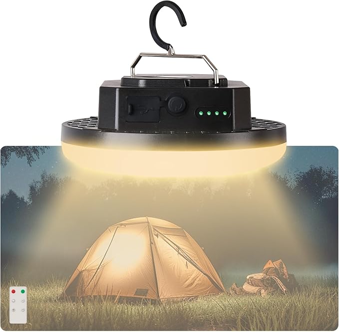 10000mAh Rechargeable Tent Light 3 Lighting Modes, 4000LM LED Portable Camping Lantern, IPX5 Waterproof, 30W Hanging Tent Light with Magnet, for Emergency & Gift