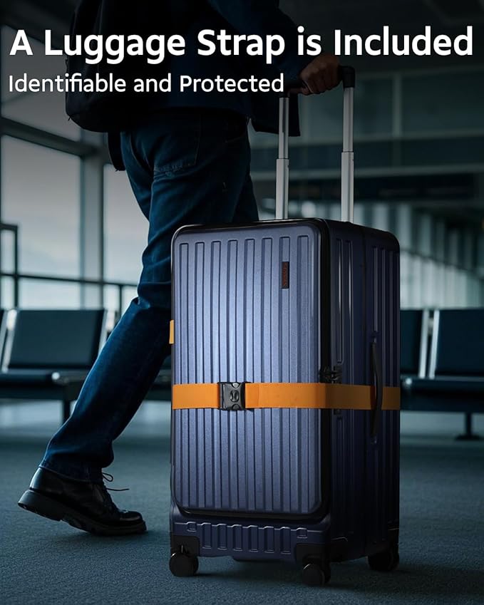 Checked Luggage, Large Suitcase 29 Inch Trunk Luggage with Spinner Wheels, Lightweight ABS+PC Hard Shell with Aluminum Frame, Top Opening, TSA Lock (Blue, 1PC)
