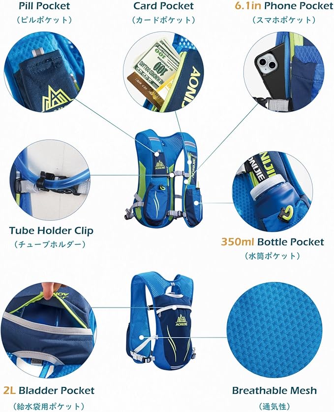 TRIWONDER Hydration Running Vest Backpack, Lightweight Water Pack for Men Women Hydration Backpack for Trail Race, Hiking, Cycling, Climbing, Camping, Jogging, Marathon