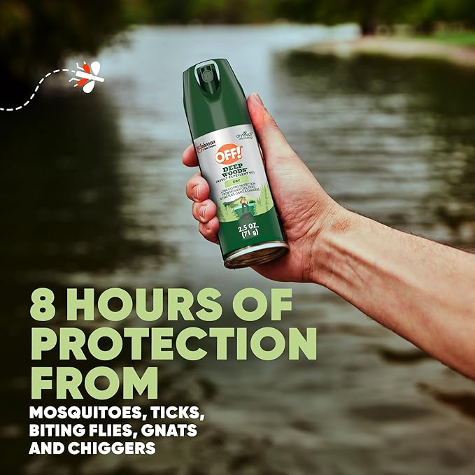 OFF! Deep Woods Travel Size Insect Repellent Aerosol, Dry, Non-Greasy Formula, Bug Spray with Long Lasting Protection from Mosquitoes and Ticks, 2.5 oz