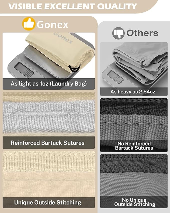 Gonex 8 Set Expandable Mesh Packing Cubes for Travel Essentials, Compression Organizer with Toiletry, Laundry, Shoe, Cable Bags - Beige