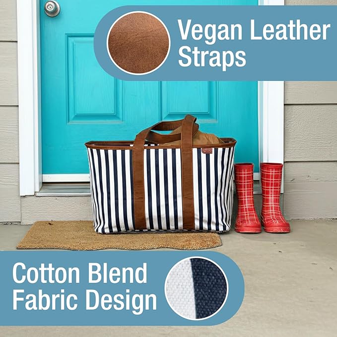 CleverMade EcoBasket Reusable Grocery Tote - Collapsible Storage Shopping Organizer - Heavy Duty Utility Bag Home