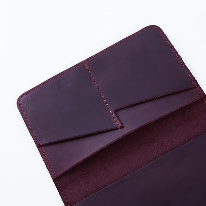INCARNE Passport Cover - Travel Passport Wallet - Leather Passport Holder for Men Women Family with Card Slots & Note Compartmen - Sleeve Protector - Genuine Leather - Vintage Burgundy