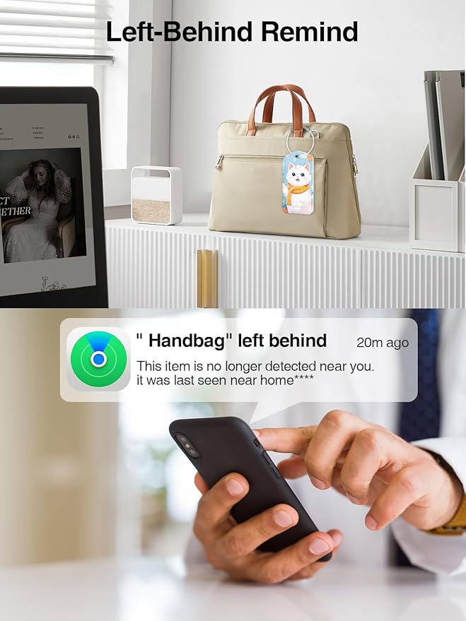 TopMade Smart Luggage Tag with Apple Find My, Premium Leather Luggage Tags for Suitcase, Travel Bags, Backpacks, Anti-Lost Suitcase Tag Tracker for Travel with Privacy Name Card, Rechargeable