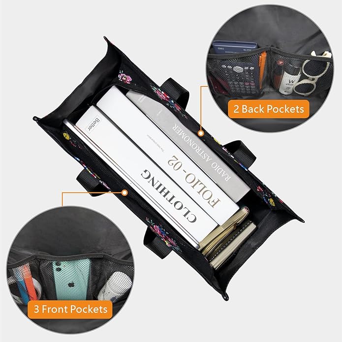 TOPDesign Utility Water Resistant Tote Bag with 13 Pockets, Top Zipper Closure & Thick Bottom Support, for Working Women