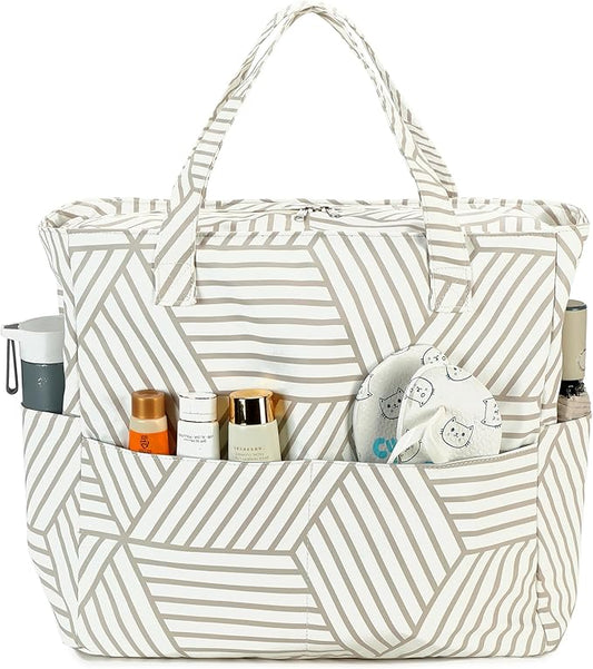 Bluboon Waterproof Beach Tote Pool Bags for Women Ladies Extra Large Carry On Bag With Wet Compartment for Weekender Travel