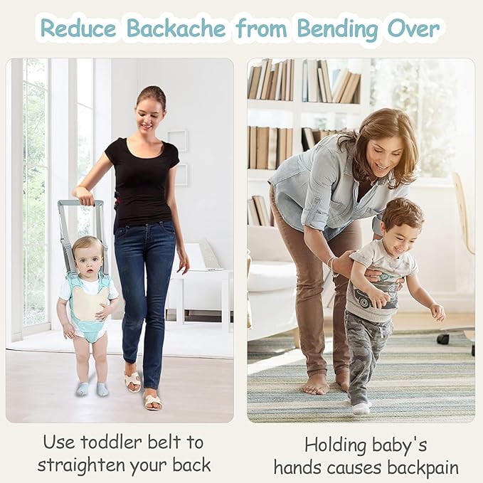 Baby Walking Harness Handheld Baby Walker Assistant Belt Adjustable Toddler Infant Walker Safety Harnesses Standing and Walking Learning Helper with Detachable Crotch for 9-24 Month (Green)