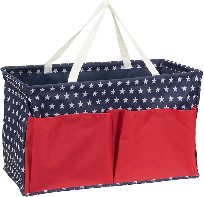 Household Essentials Red, White, and Blue Krush Container All-Purpose Utility Tote with Pockets