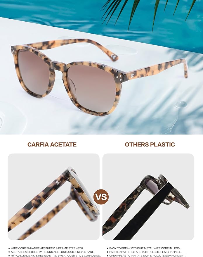 Polarized Sunglasses For Women UV - Protection Womens Trendy Fashion Large Shades With Acetate Frame BC2110