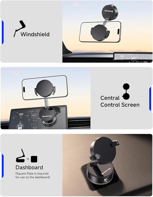 MAGIC JOHN Upgrade Ultra Magnetic Phone Holders for Your Car, Foldable Car Phone Holder Mount for Dashboard, 360° Rotatable Magnetic Phone Holder for Car, Magnetic Car Mount for iPhone All Cell Phones