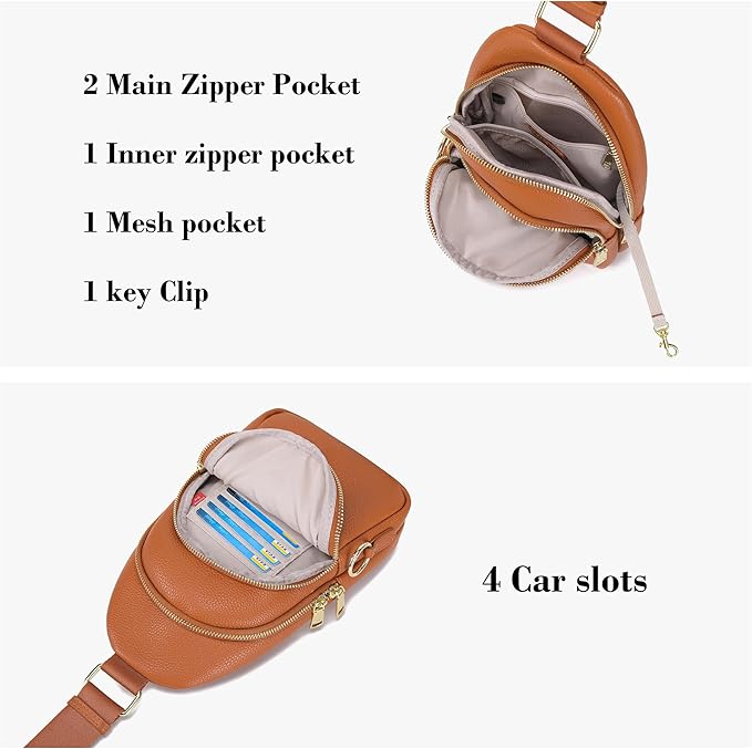 INICAT Crossbody Sling Bags Fanny Packs Valentine's Day Gifts Vegan Leather Travel Vacation Essentials Purses Women