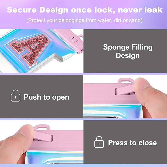 Waterproof Phone Pouch, IP68 Floating Case, Glitter Pink | for iPhone 16/15/Galaxy | Up to 7.0'' | with Adjustable Lanyard | Dry Bag Beach Essentials | 1 Pack