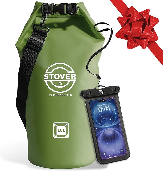 STOVER 5/10/25/30/40/55L Waterproof Dry Bag- Roll-Top Backpack w/Phone Case- Kayaking, Hiking, Camping, Boating- Men/Women