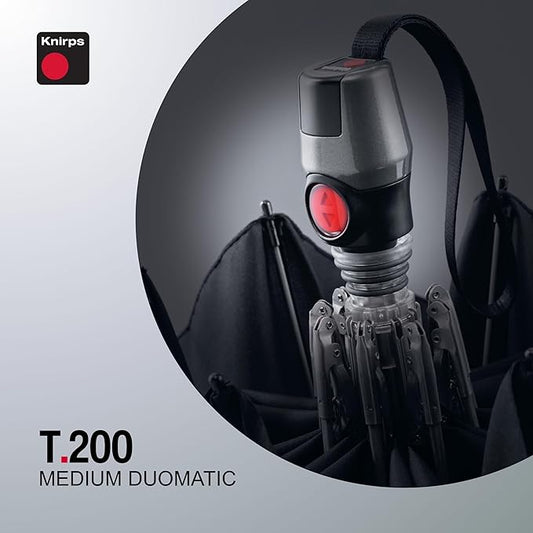 Knirps T.200 Duomatic Compact Rain Umbrella in Ribbon – Wind Tunnel Tested to 93 mph, Aluminum Steel Fiberglass Frame, 38in Canopy, OEKO-TEX, High-Performance Automatic Travel Umbrellas