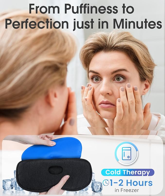 Detachable Heated Eye Mask, Cordless Eye Mask for Dry Eyes & Puffiness, Algae Fiber Ultra-Soft Nose Bridge Light-Block for Deeper Sleep – Graphene Layer Warm Compress & Cold Pack,Travel Essentials
