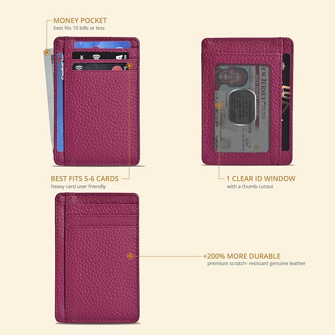 Oak Leathers Leather Slim Minimalist Wallet for Men & Women RFID Front Pocket Leather Card Holder Wallets