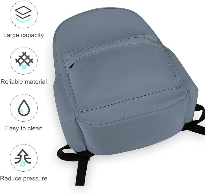 Slate Gray Backpack Adult Travel Daybag for Women Men College Backpack for Vacation Hiking Camping Bag