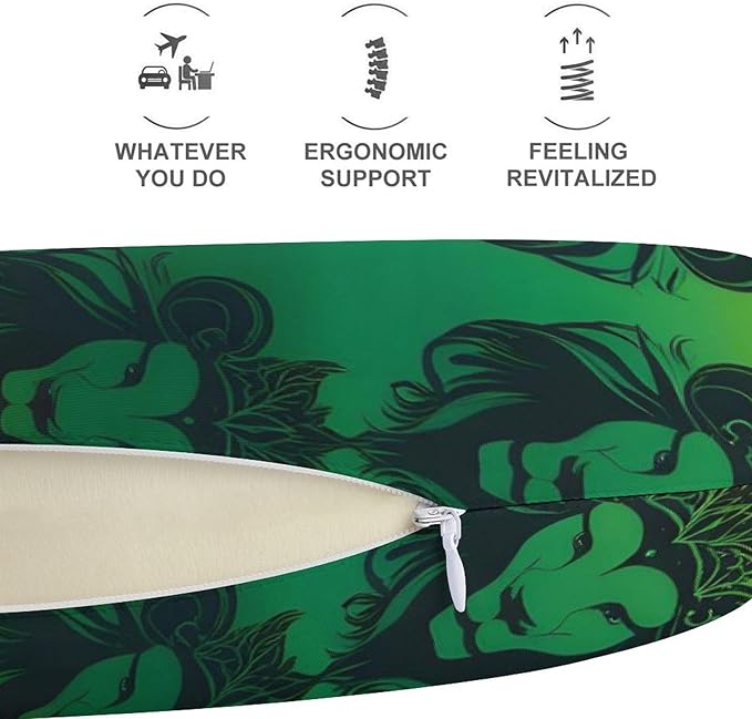 Unisex Travel Pillow U-Shaped Memory Foam Neck Support, Cool Rasta Lion Art U-Shape, Washable Airplane Car Nap Cushion